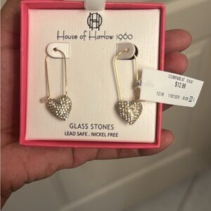 House of Harlow 1960 Gold and Silver Heart Earrings